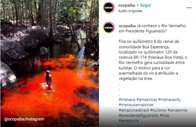 Rio com águas vermelhas deixa turistas brasileiros fascinados